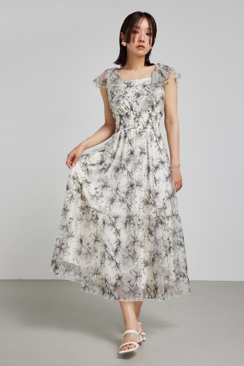 rienda「エンブロイダリーチュールフレアスリーヴワンピース」|ワンピース|