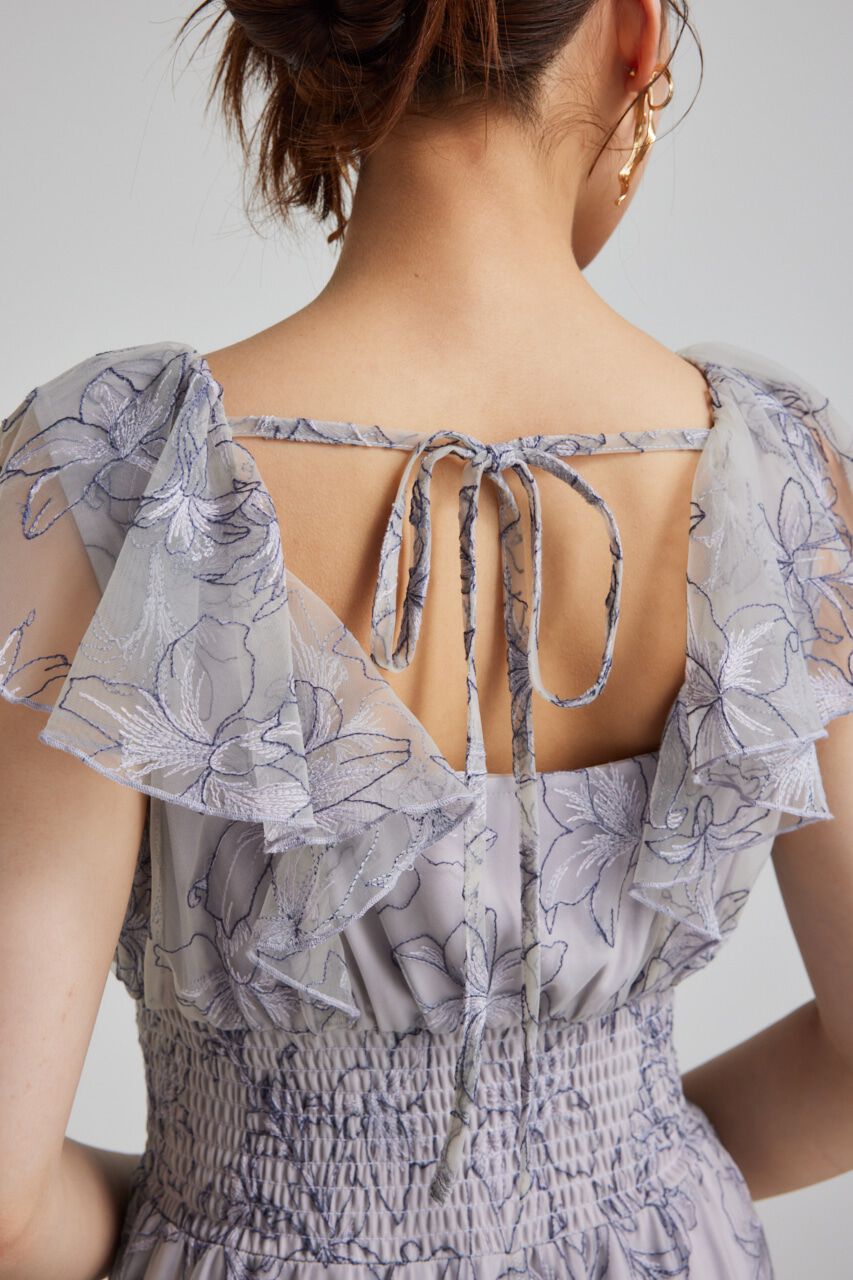 rienda「エンブロイダリーチュールフレアスリーヴワンピース」|ワンピース|