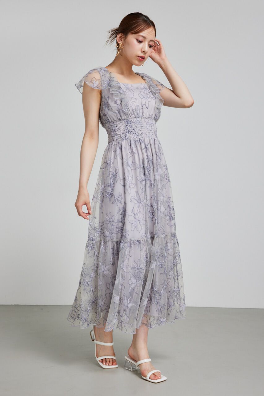 rienda「エンブロイダリーチュールフレアスリーヴワンピース」|ワンピース|