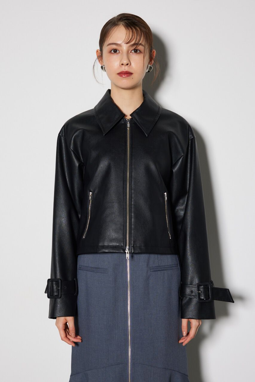 rienda「フェイクレザーショートZIPジャケット」|その他|