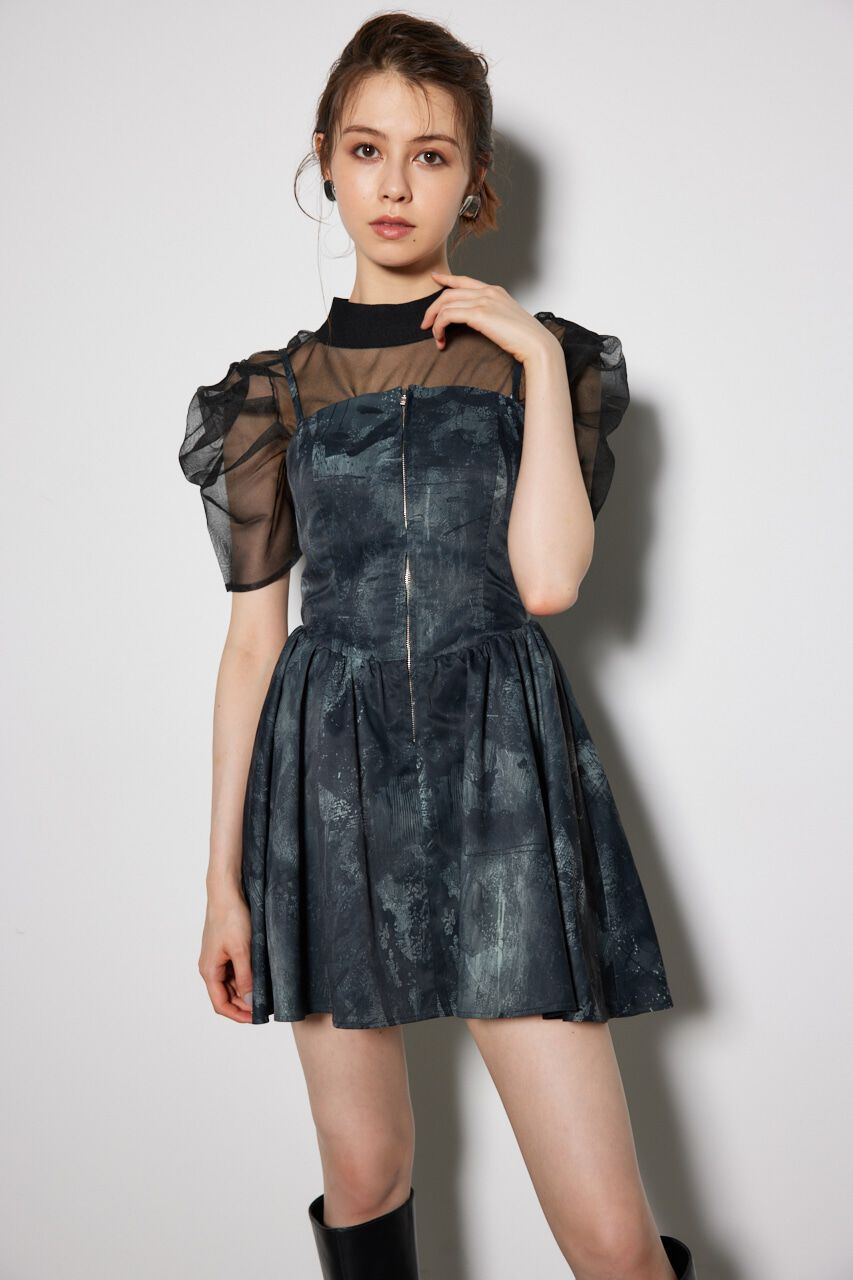 rienda「ベアビスチェギャザーフレアミニワンピース」|ワンピース|柄BLK5