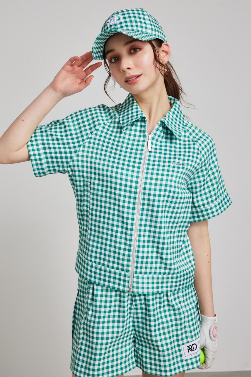 rienda「ギンガムチェックZIP UPブルゾン」|ブルゾン・スタジャン|