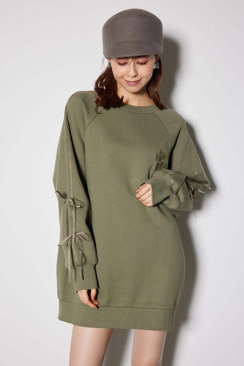 rienda「リボンスリーブ裏起毛ミニワンピース」|ワンピース|