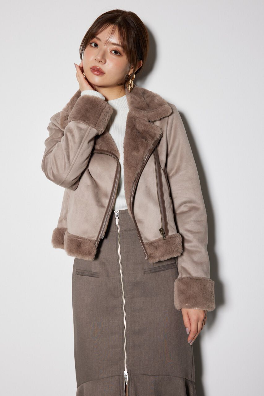 rienda「24フェイクスエードムートンライダースジャケット」|その他|