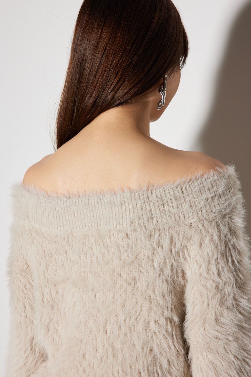 rienda「オフショルシャギーミニニットワンピース」|ワンピース|