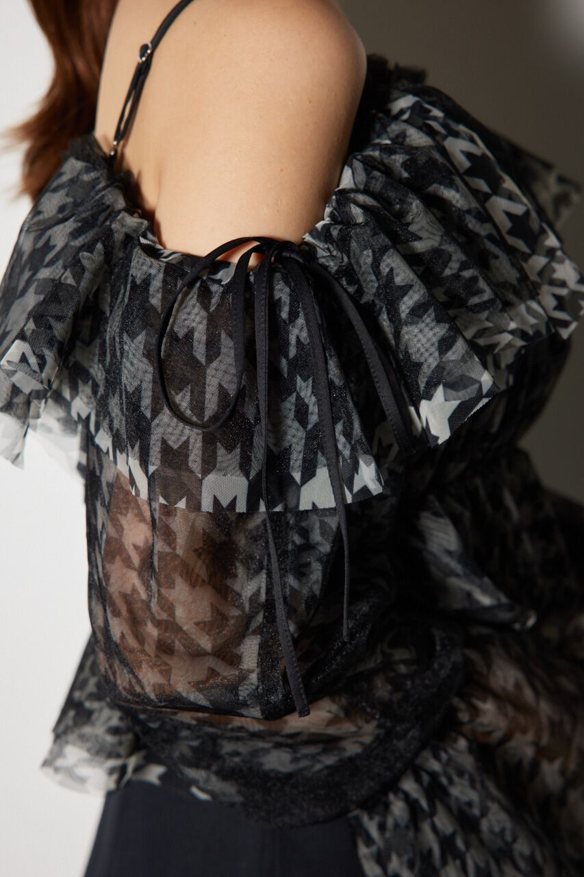 rienda「2WAYギャザーオフショルチュールブラウス」|シャツ・ブラウス|