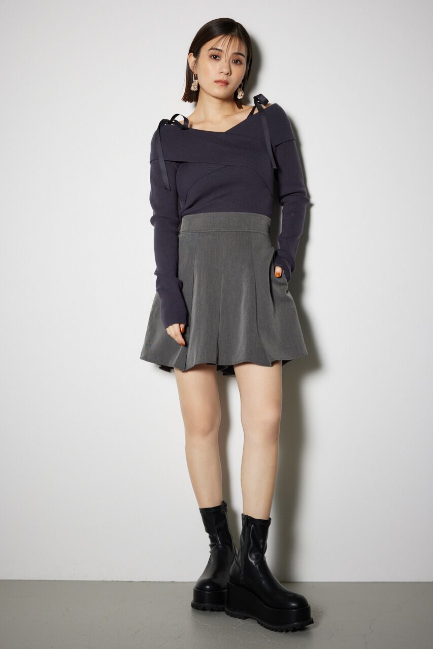 rienda「2WAYショルダーリボンクロス ニット トップス」|ニット・セーター|