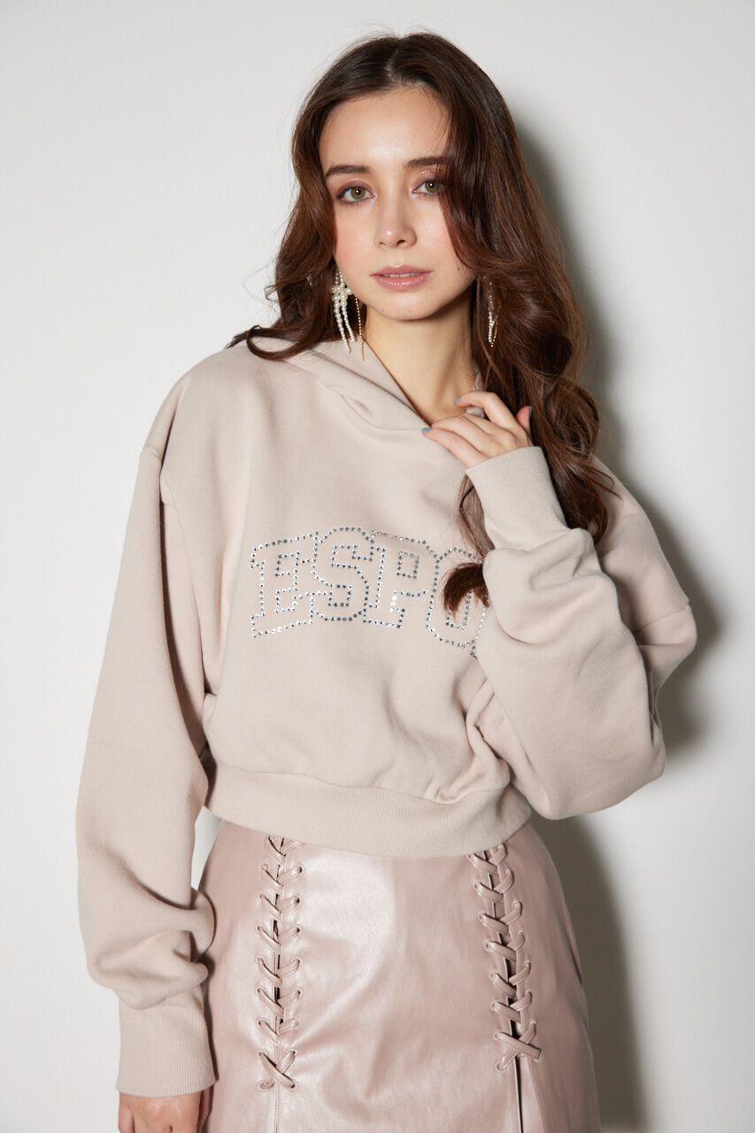 rienda「ビジューロゴフーディートップス」|パーカー|PNK