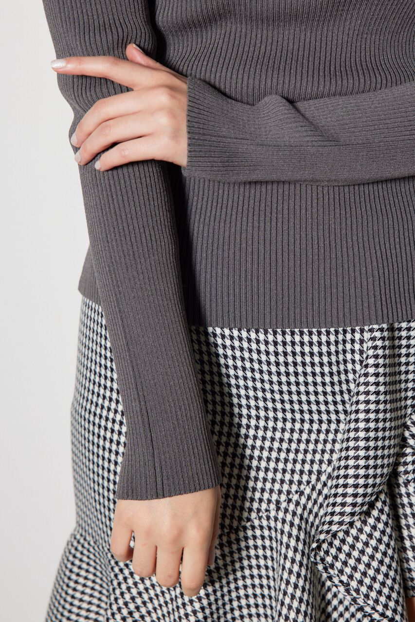 rienda「フェイクファーカッティングニットトップス」|ニット・セーター|