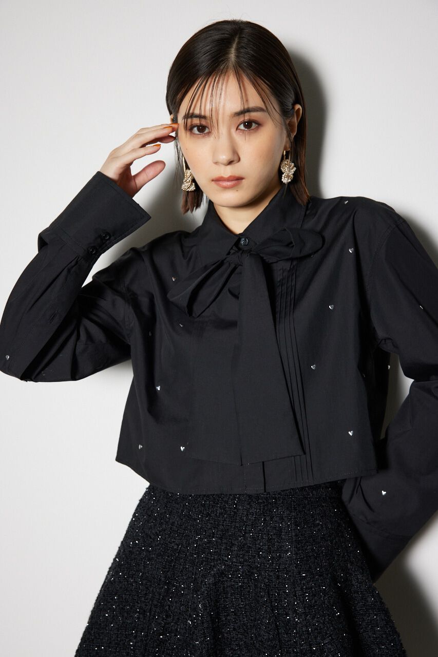 rienda「2WAYメタルドットリボンシャツ」|シャツ・ブラウス|BLK