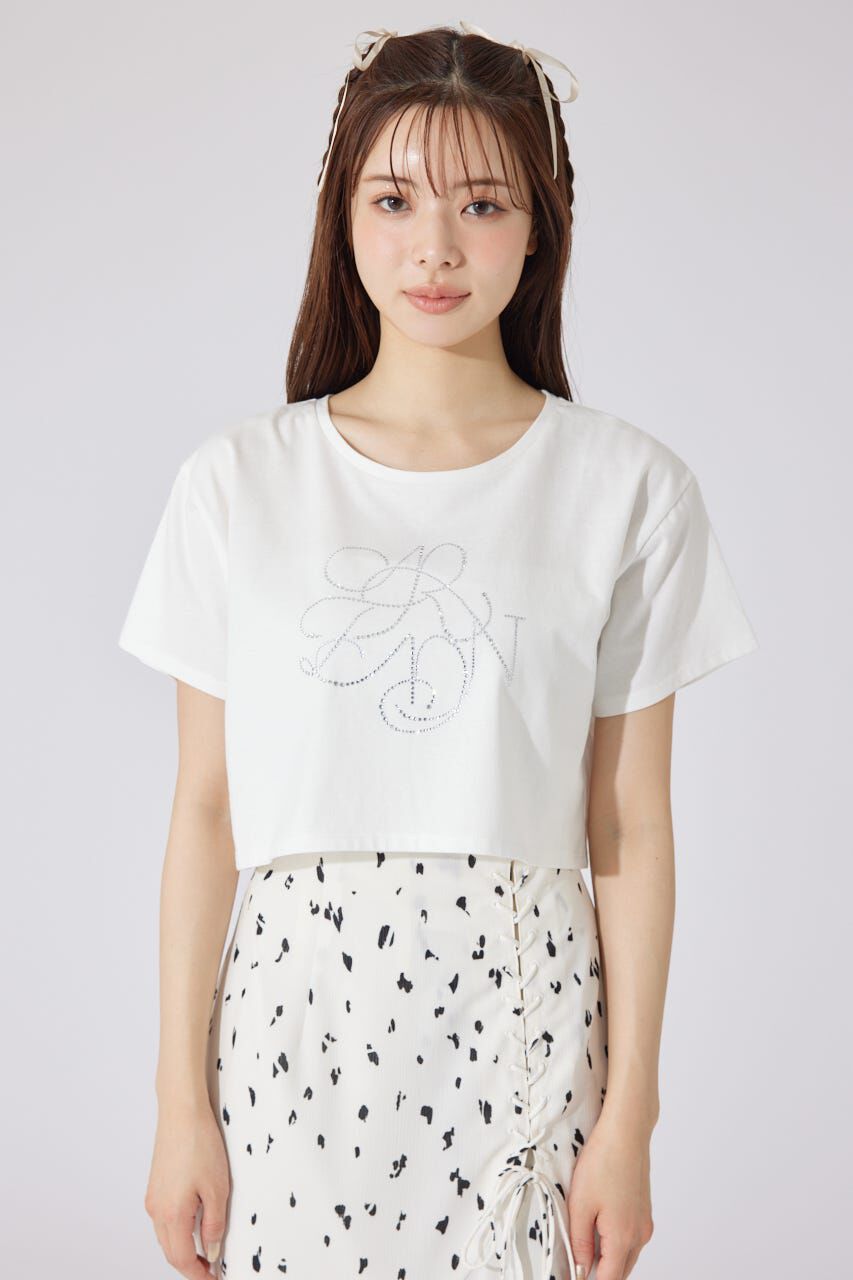 rienda「ラインストーンロゴTシャツ」|Tシャツ・カットソー|