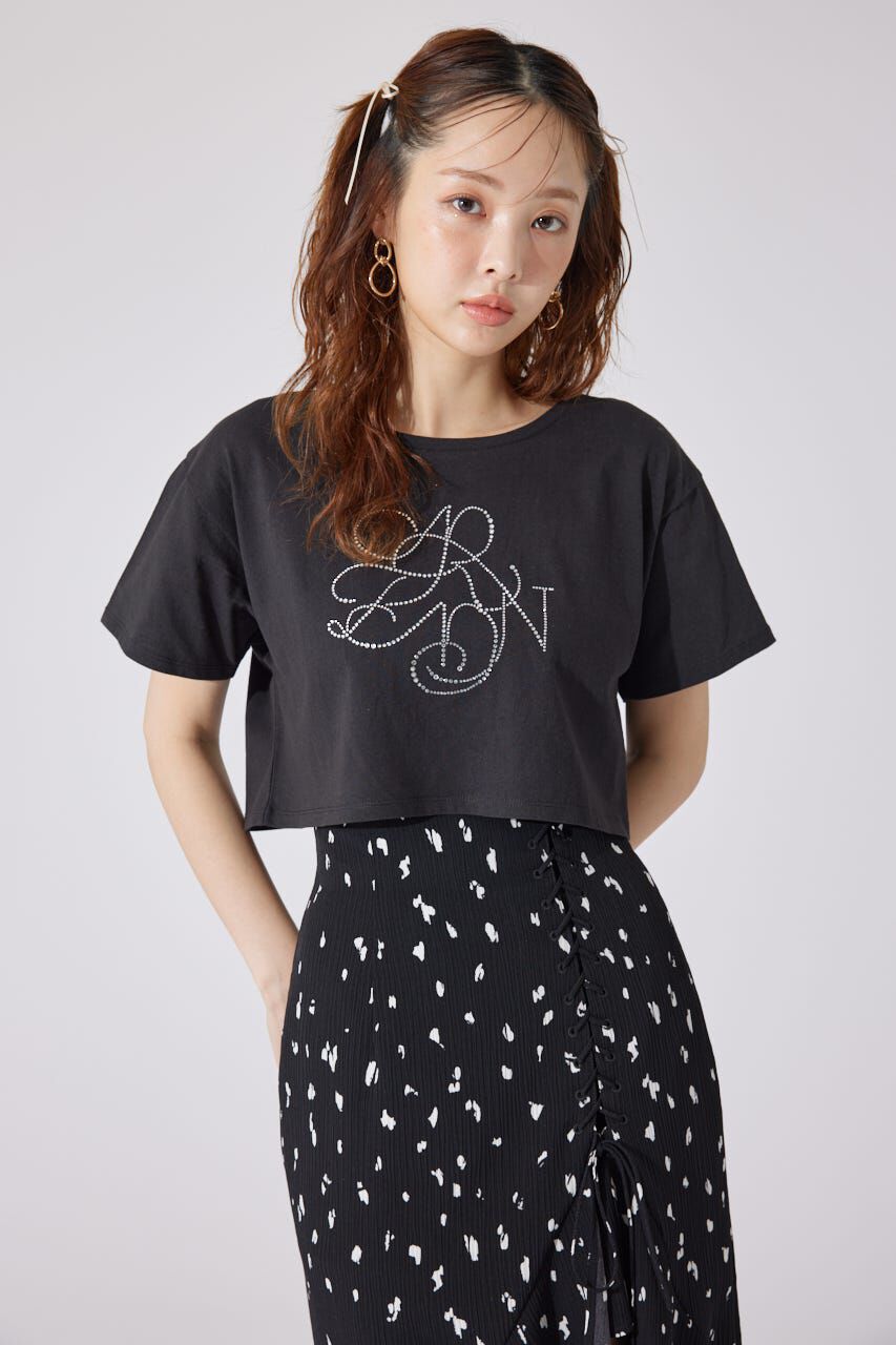 rienda「ラインストーンロゴTシャツ」|Tシャツ・カットソー|