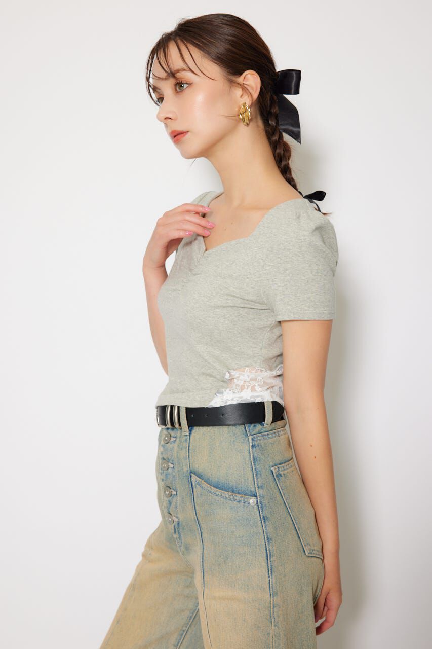 rienda「レースカッティングタイトトップス」|Tシャツ・カットソー|