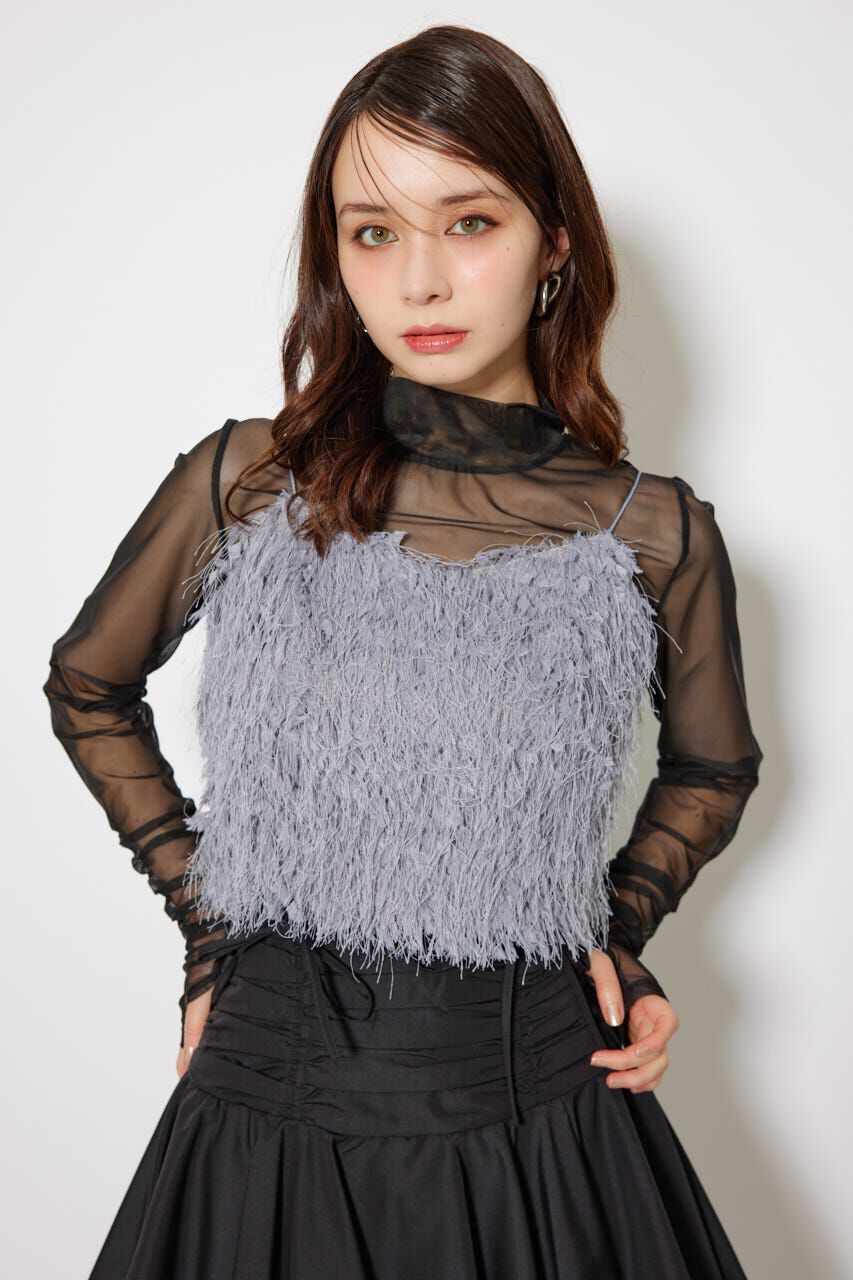 rienda「フェイクシアーフェザービスチェ」|キャミソール|