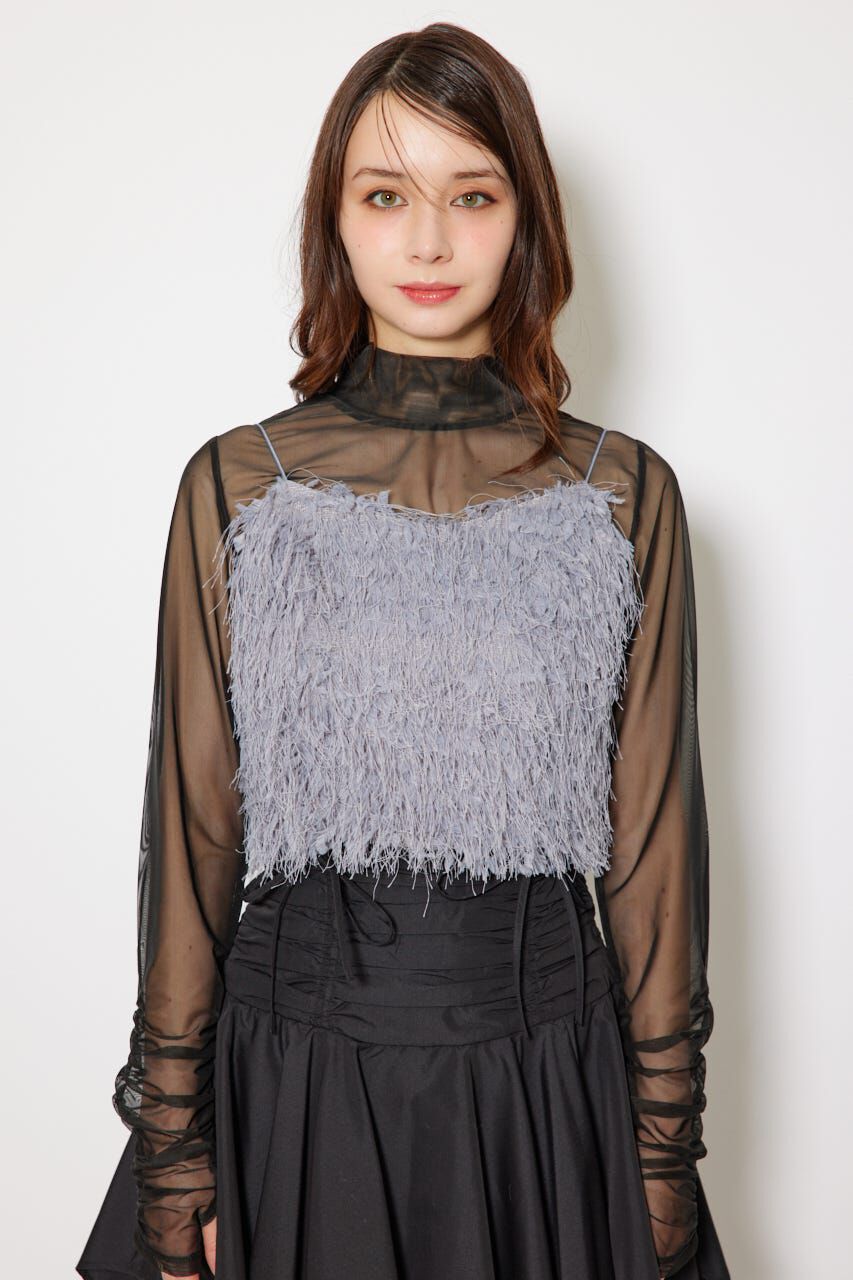 rienda「フェイクシアーフェザービスチェ」|キャミソール|