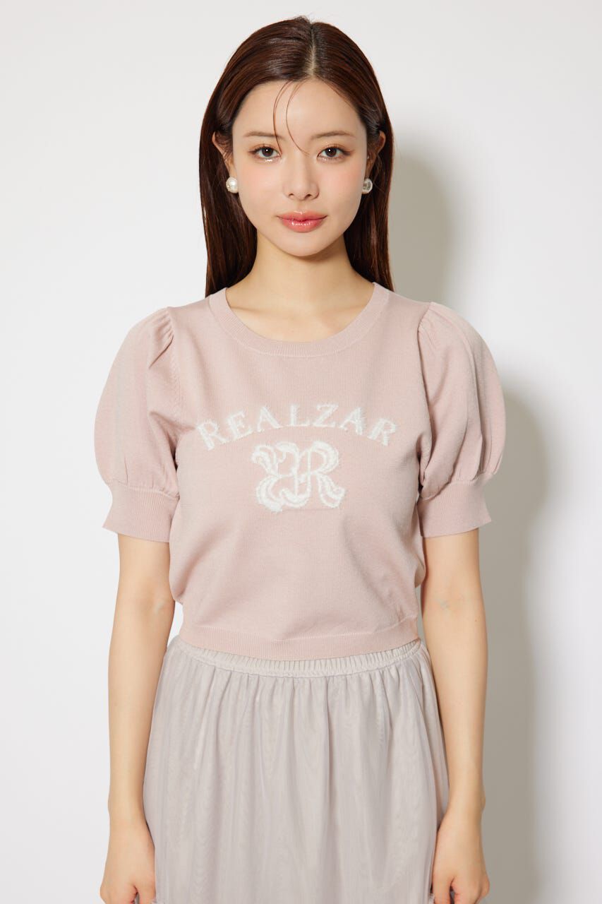 rienda「ジャガードロゴニットトップス」|ニット・セーター|