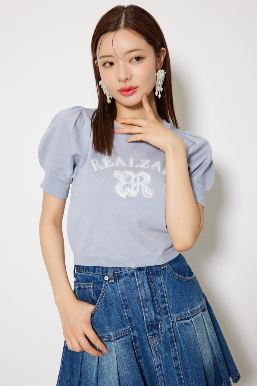 rienda「ジャガードロゴニットトップス」|ニット・セーター|