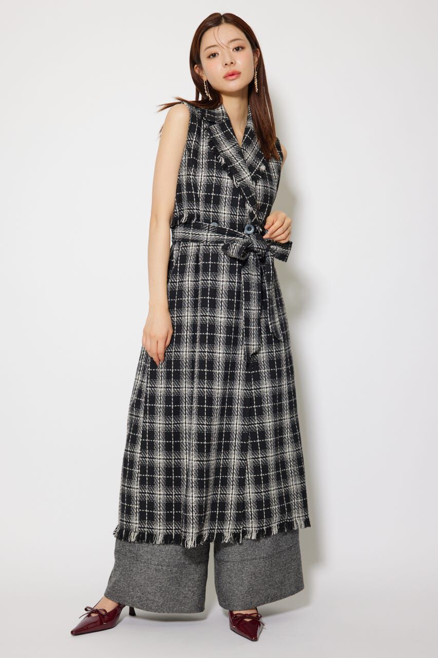 rienda「フリンジロングベスト」|ダウンベスト・ベスト|