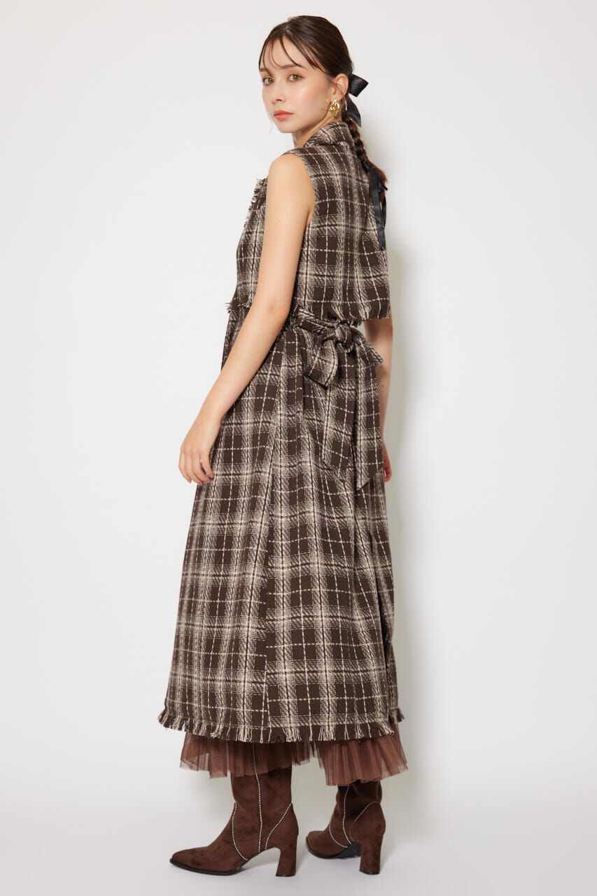 rienda「フリンジロングベスト」|ダウンベスト・ベスト|