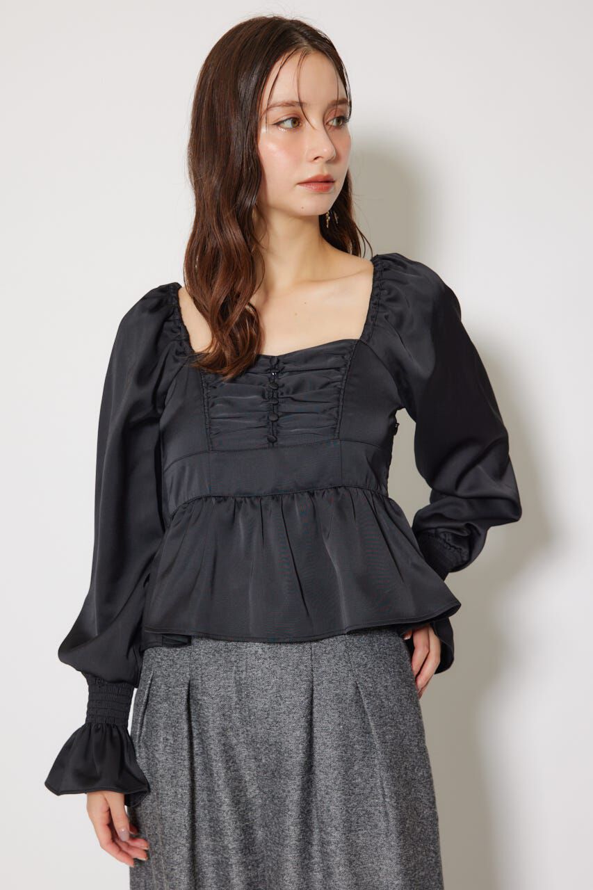 rienda「ギャザーペプラムブラウス」|シャツ・ブラウス|