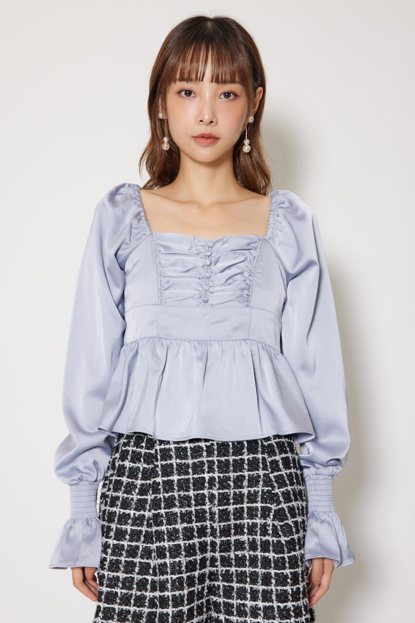 rienda「ギャザーペプラムブラウス」|シャツ・ブラウス|