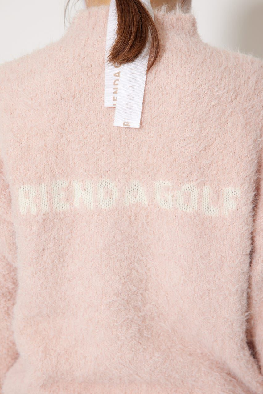 rienda「フェイクレザーロゴシャギーニットトップス」|ニット・セーター|