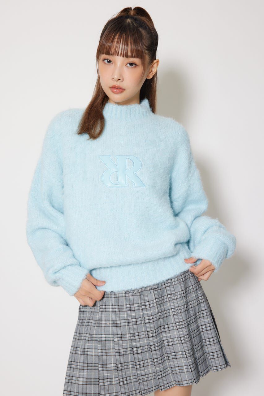 rienda「フェイクレザーロゴシャギーニットトップス」|ニット・セーター|