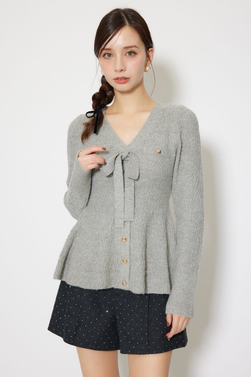 rienda「2WAYペプラムニットカーディガントップス」|ニット・セーター|GRY