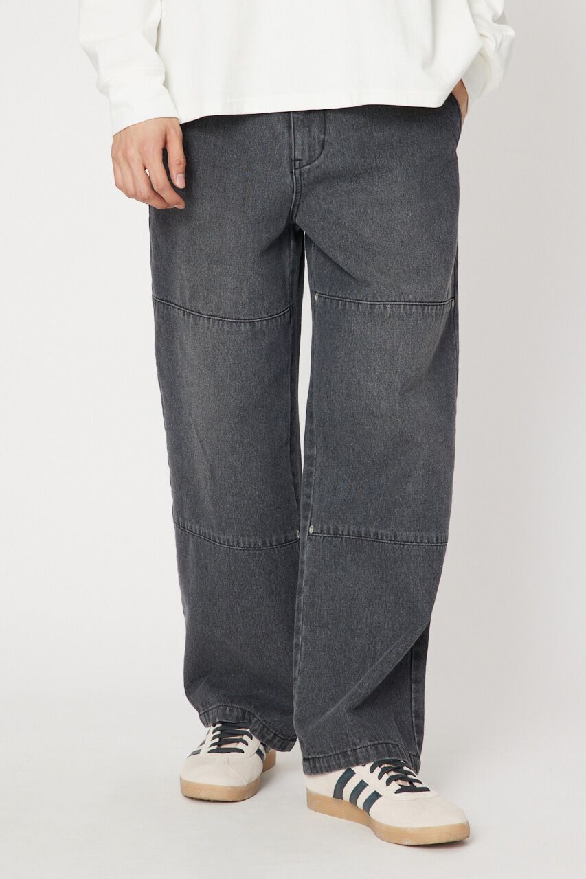 RODEO CROWNS「WORK DOUBLE KNEE パンツ」|デニム|BLK
