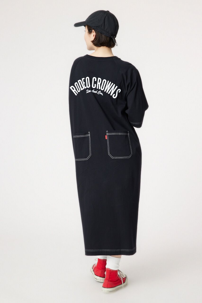 RODEO CROWNS「ラグランカラーステッチワンピース」|ワンピース|BLK