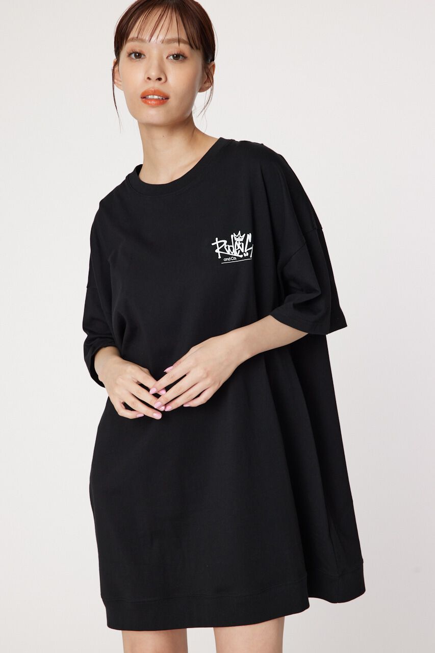 RODEO CROWNS「Sign Logo BY半袖ワンピース」|ワンピース|BLK
