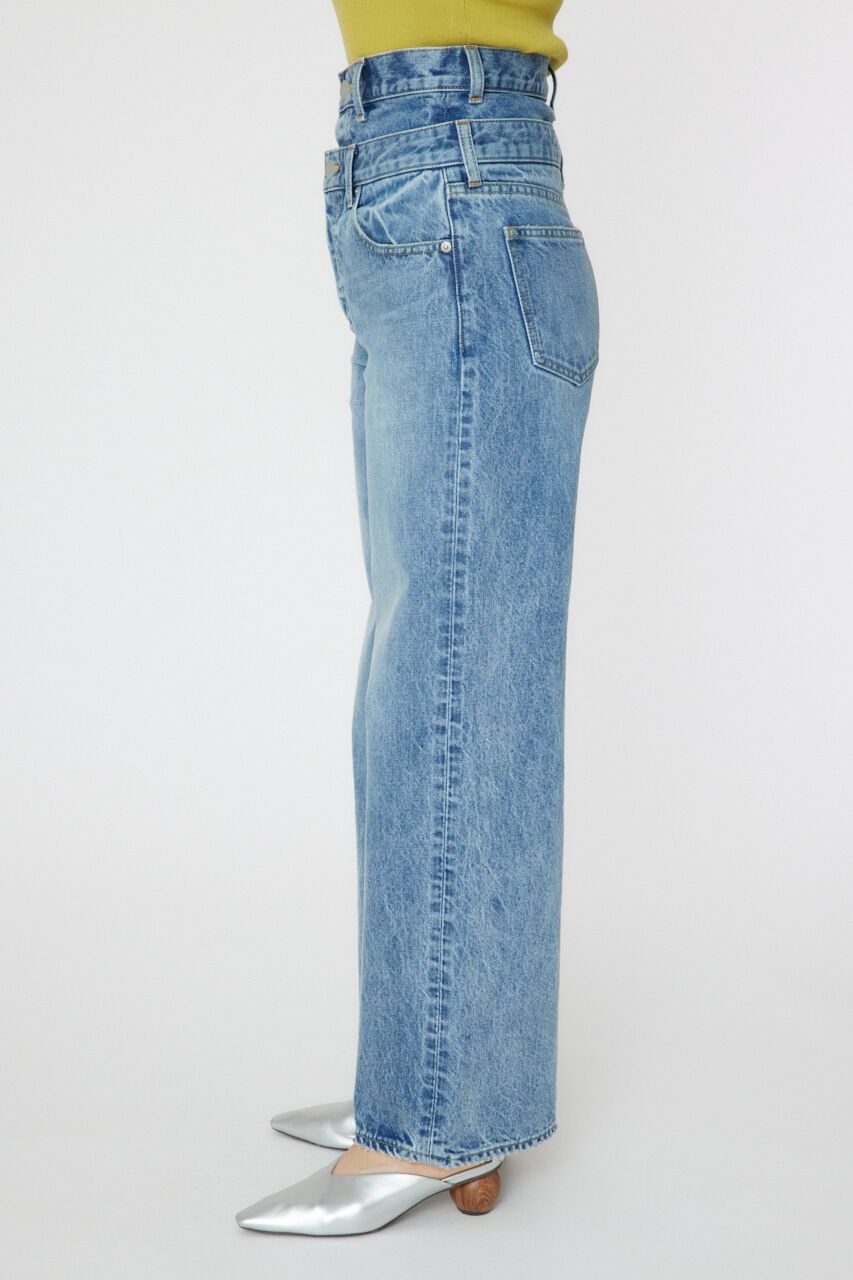 RODEO CROWNS「ダブルベルトウエストワイドパンツ」|デニム|