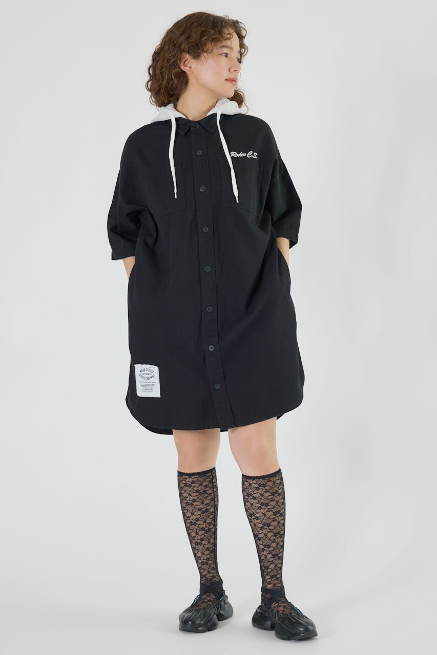 RODEO CROWNS「ショートスリーブミリタリーシャツワンピース」|ワンピース|BLK