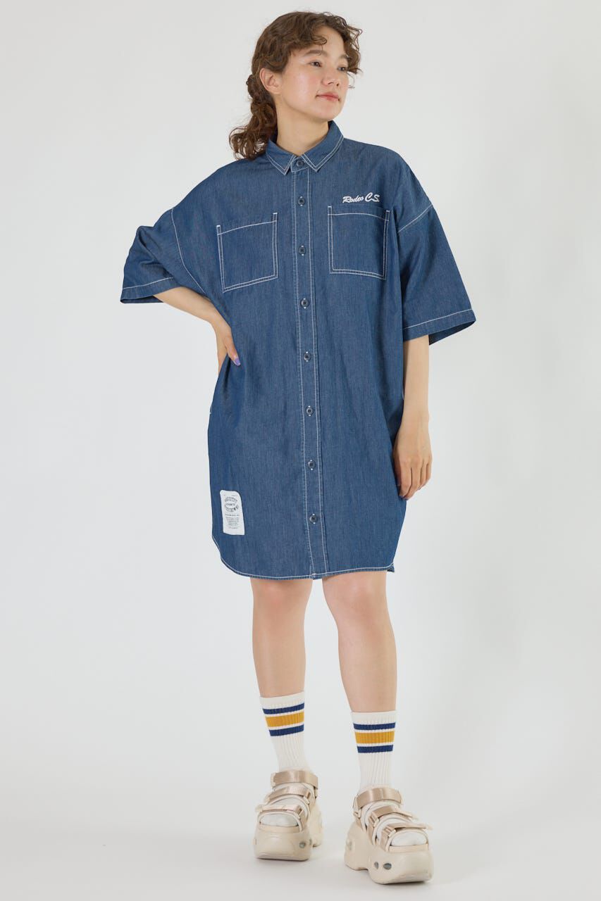 RODEO CROWNS「ショートスリーブミリタリーシャツワンピース」|ワンピース|