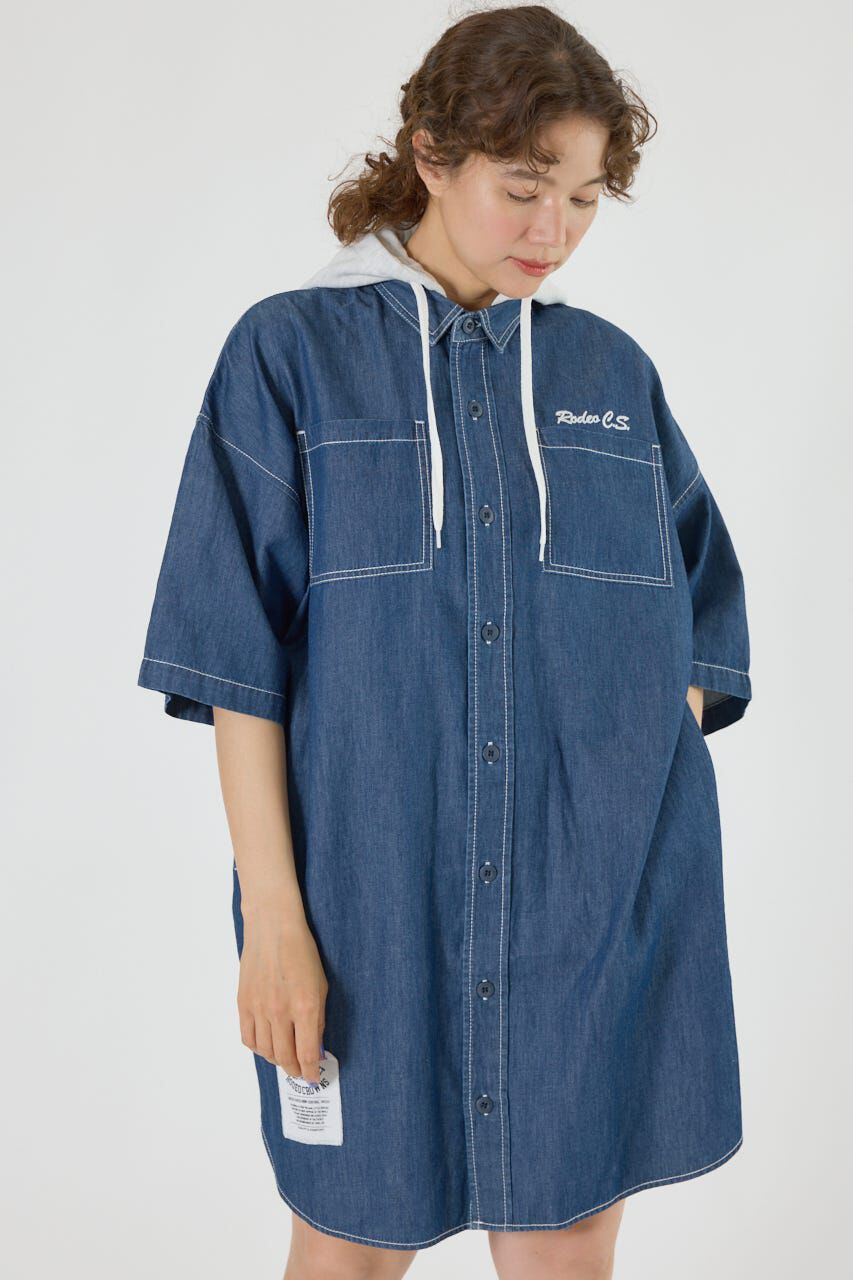 RODEO CROWNS「ショートスリーブミリタリーシャツワンピース」|ワンピース|