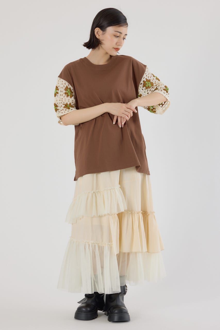 RODEO CROWNS「FLOWERクロシェドッキングTシャツ」|Tシャツ・カットソー|