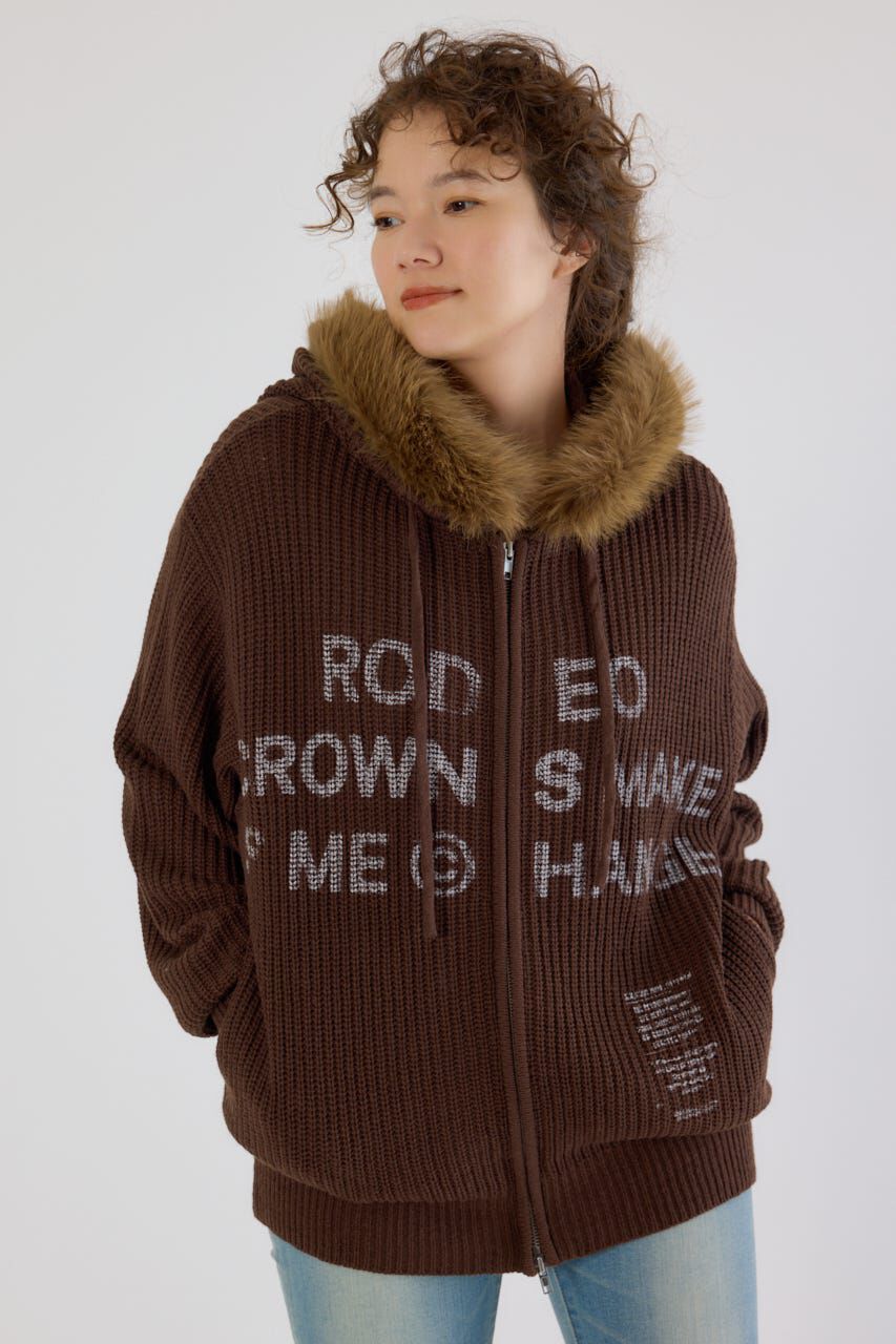 RODEO CROWNS「FADE LOGOニットジップフーディー」|パーカー|BRN