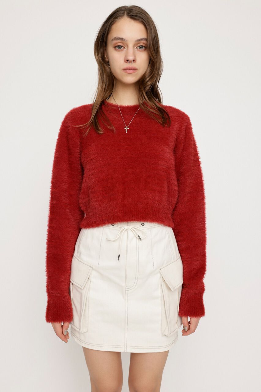 SLY「SHAGGY CREW NECK トップス」|ニット・セーター|RED
