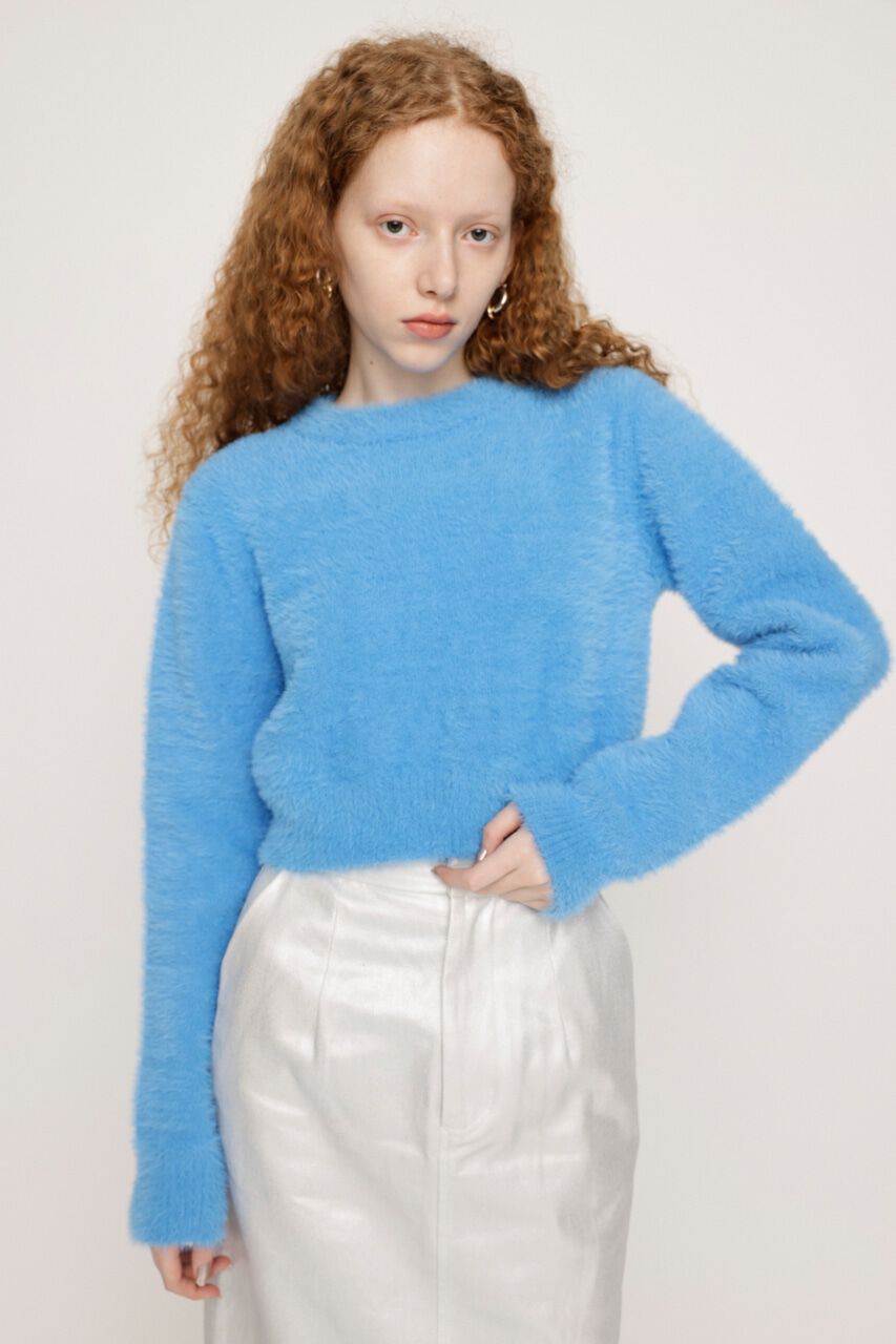 SLY「SHAGGY CREW NECK トップス」|ニット・セーター|L/BLU1