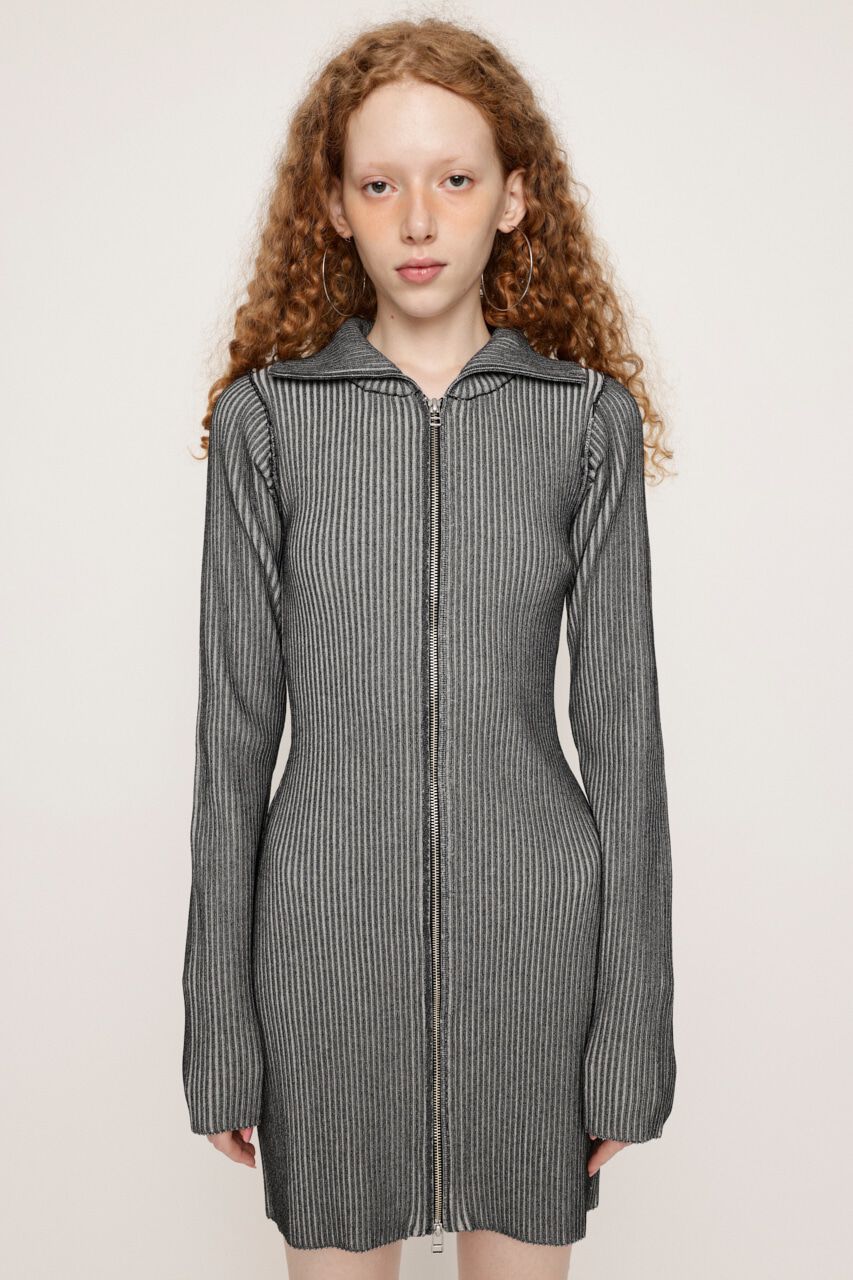 SLY「FRONT ZIP BI COLOR ショートワンピース」|ワンピース|GRY