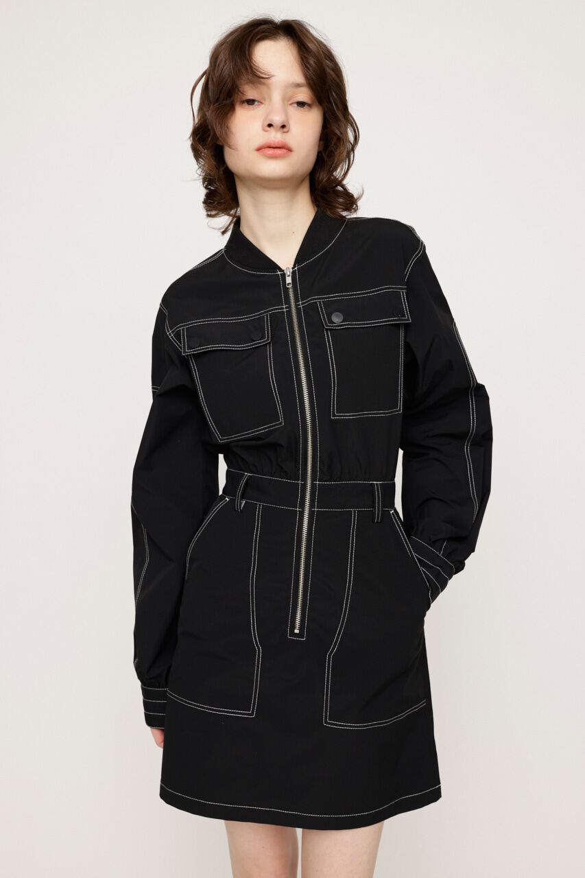 SLY「FRONT ZIP STITCH ショートワンピース」|ワンピース|