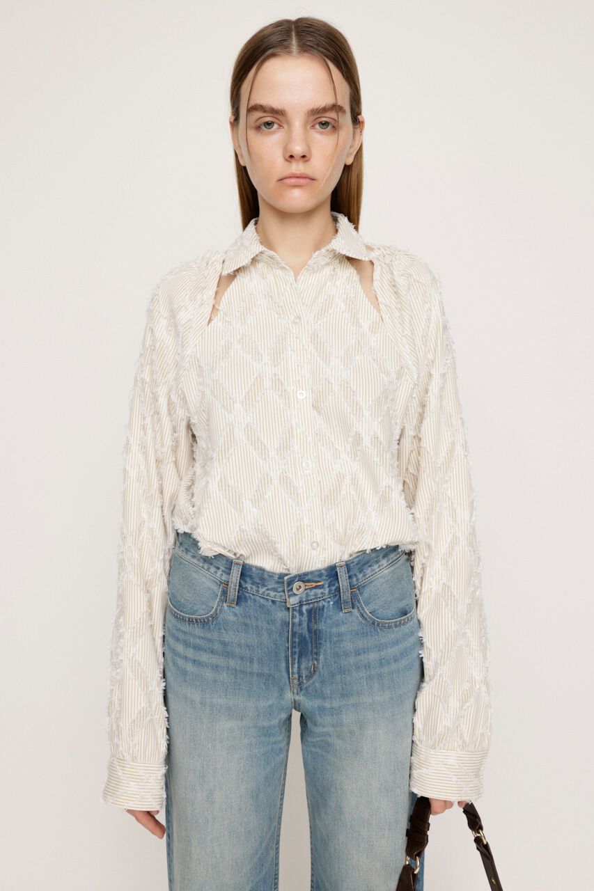 SLY「SHOULDER CUT FRINGE シャツ」|シャツ・ブラウス|L/YEL1