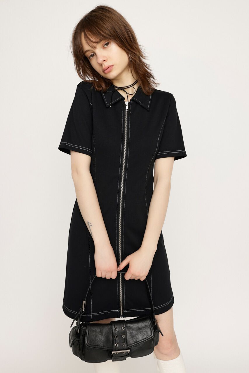 SLY「FRONT ZIP BACK OPEN ショートワンピース」|ワンピース|