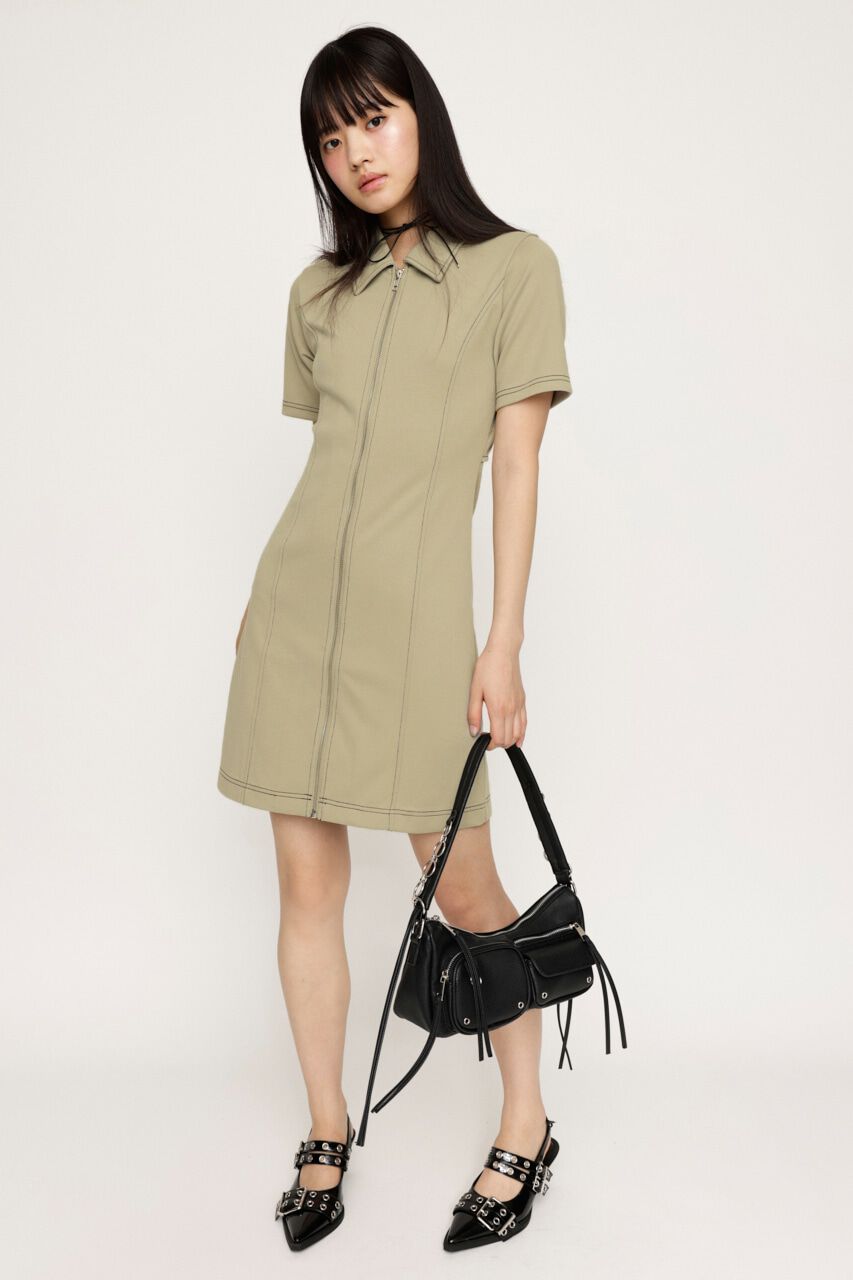 SLY「FRONT ZIP BACK OPEN ショートワンピース」|ワンピース|