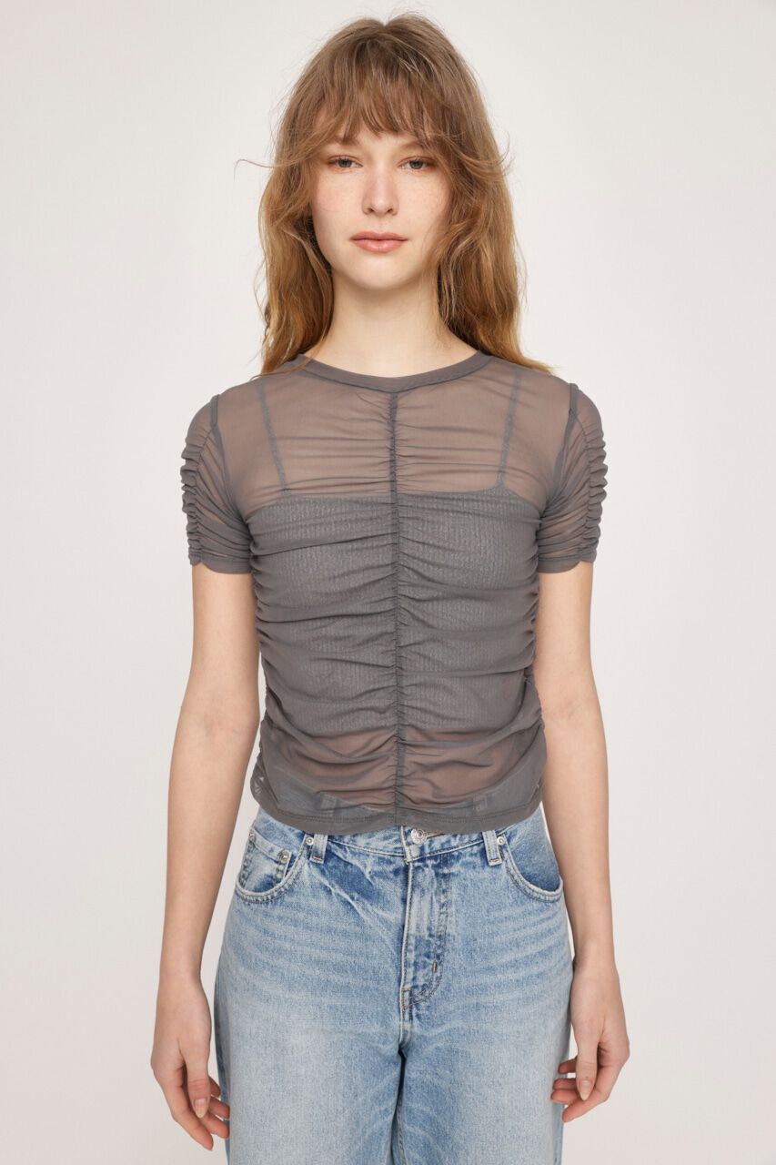 SLY「SHEER GATHER CUT トップス」|Tシャツ・カットソー|