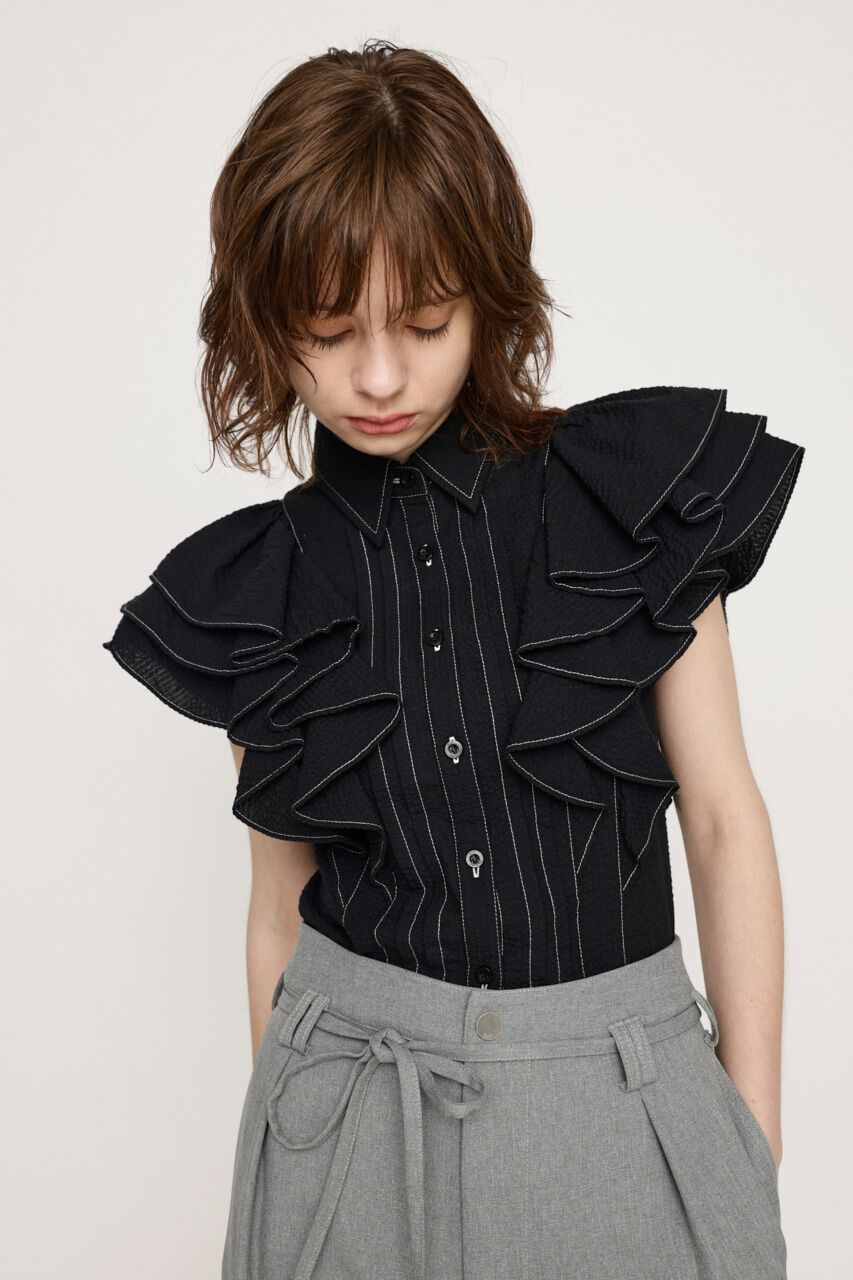 SLY「2WAY SEERSUCKER FRILL ブラウス」|シャツ・ブラウス|