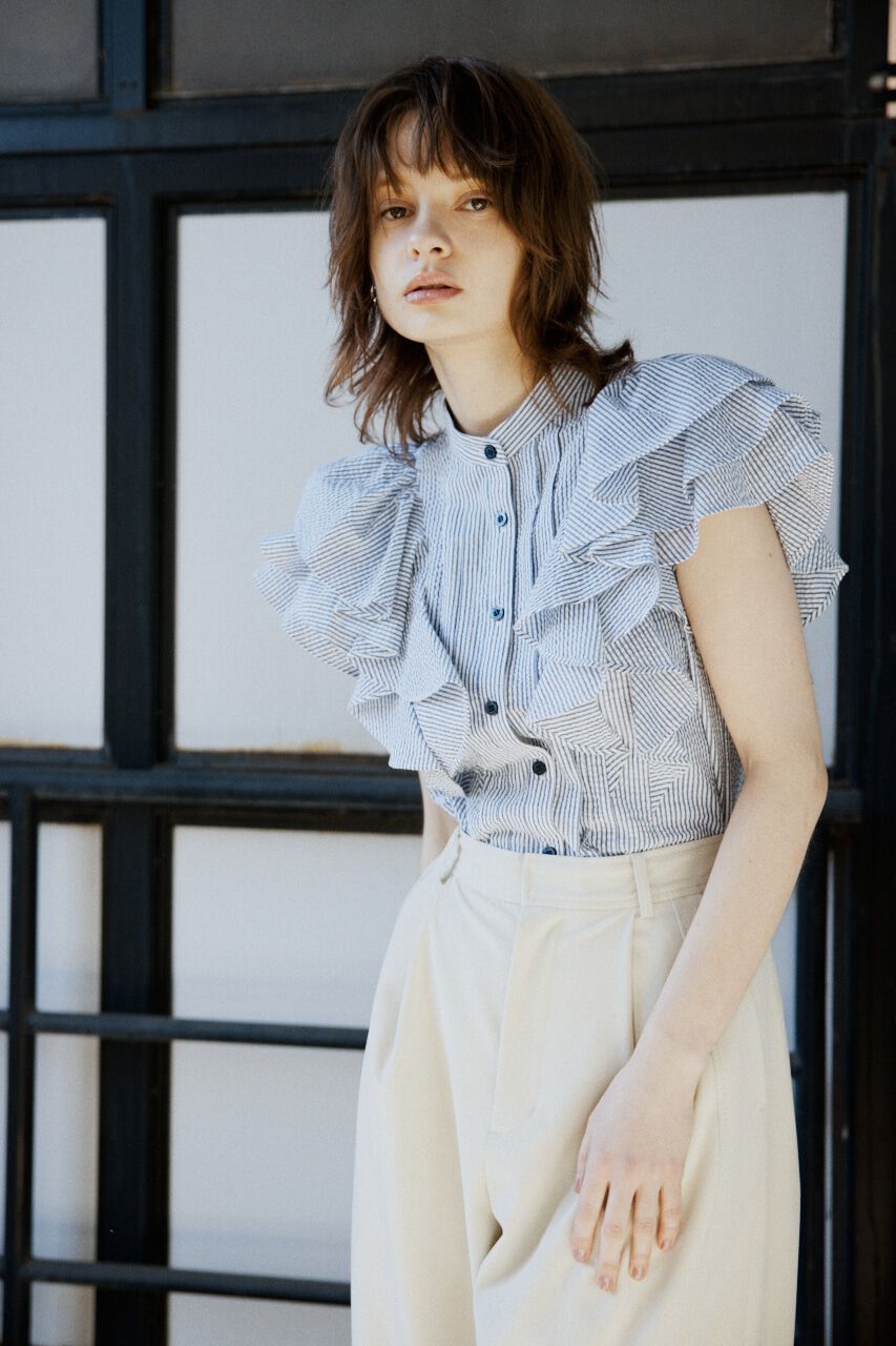 SLY「2WAY SEERSUCKER FRILL ブラウス」|シャツ・ブラウス|