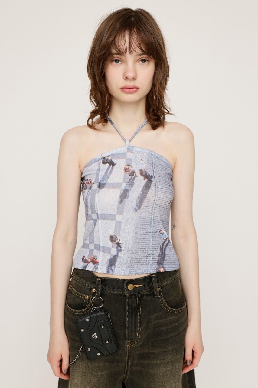SLY「PHOTO PRINT BARE トップス」|チューブトップ|