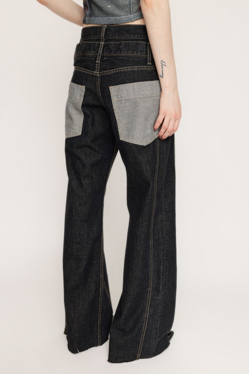SLY「DOUBLE BELT WIDE FLARE PT-C」|デニム|