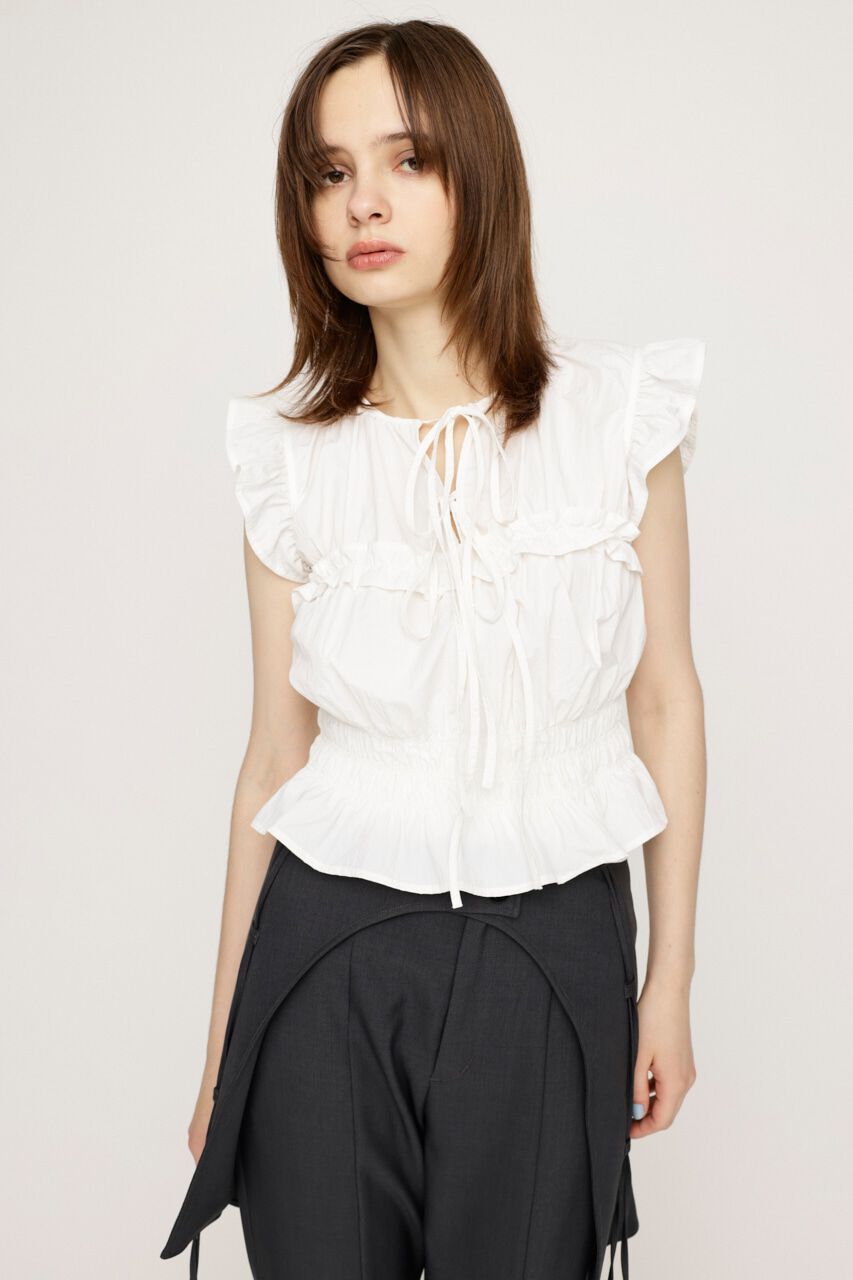 SLY「2WAY RIBBON FRILL トップス」|タンクトップ|O/WHT1